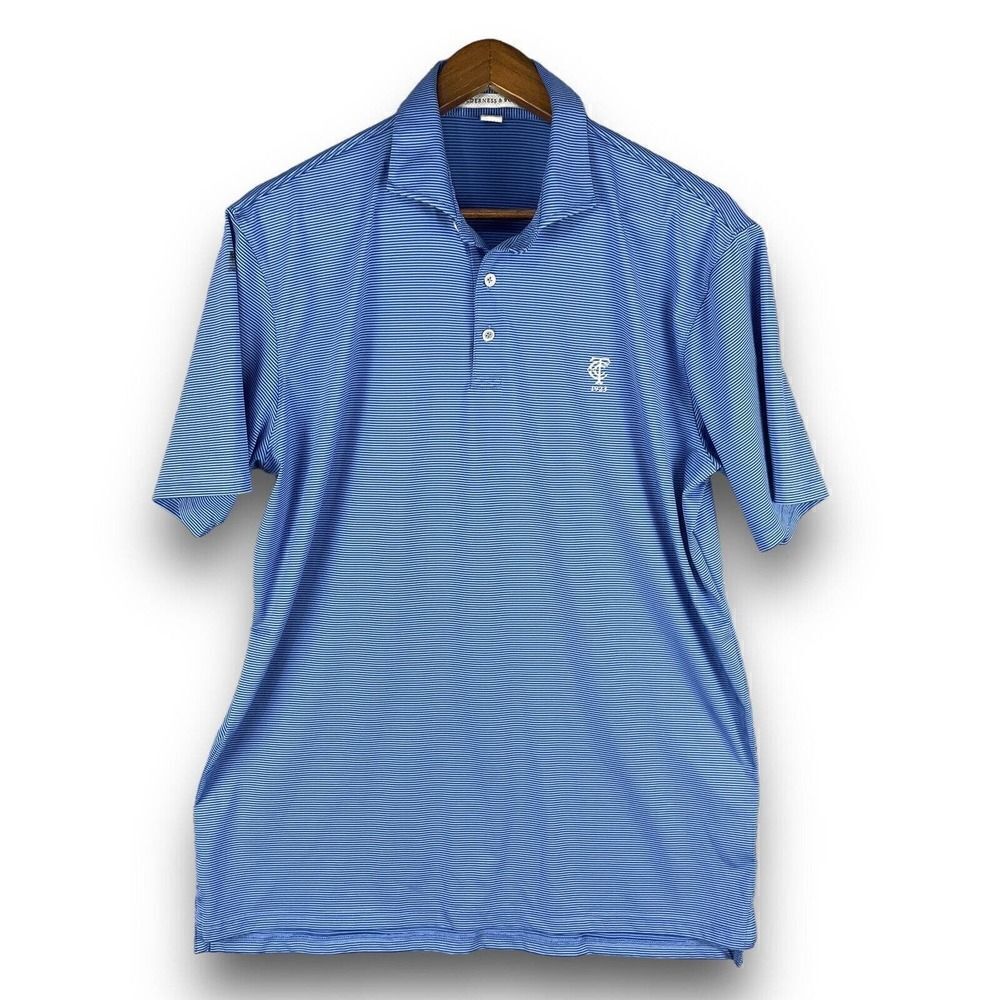 Holderness & Bourne Shirt Men's Large L Blue Striped The Perkins Short Sleeve